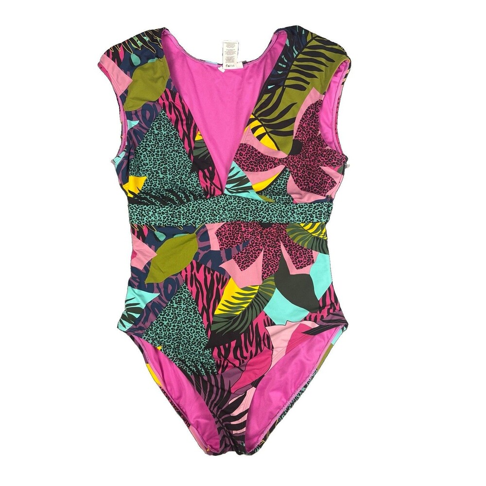 Bleu Rod Beattie Bathing Suit Tropical Floral Print  Women’s Sz 12